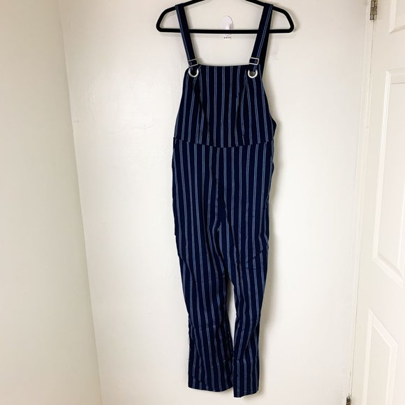 STONE ROW FUTURE ME BLUE STRIPED OVERALL JUMPSUIT S - Picture 2 of 10